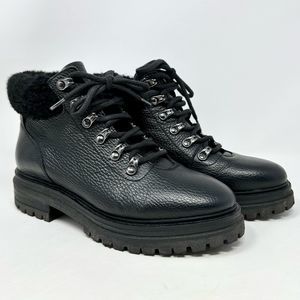 M. Gemi The Alpi City-Chic Hiker Boots Black Leather & Shearling Made in Italy